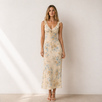 Floral midi jurk Limoncello