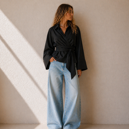 Wrap Blouse Jade Zwart
