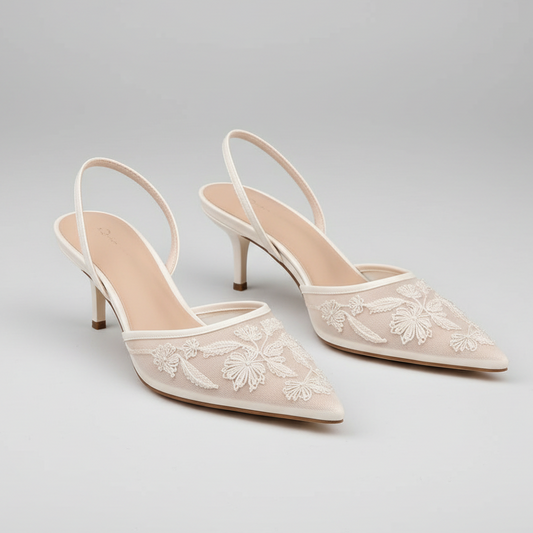 Slingbacks kant Crème