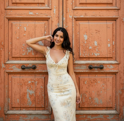 Floral midi jurk Limoncello