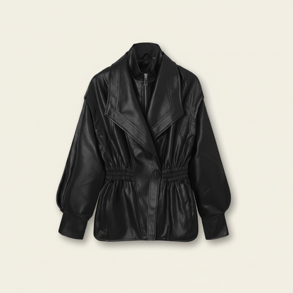 Faux Leather jas met fitted waist Zwart