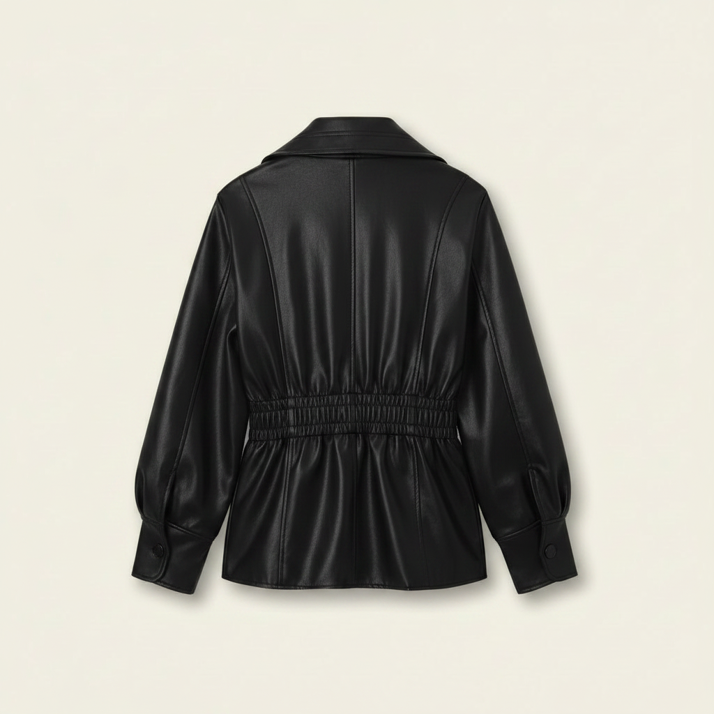 Faux Leather jas met fitted waist Zwart