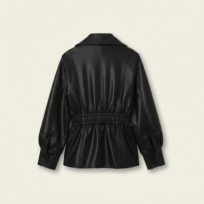 Faux Leather jas met fitted waist Zwart