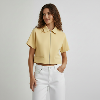 Zip-up top Fiona- Butter Yellow