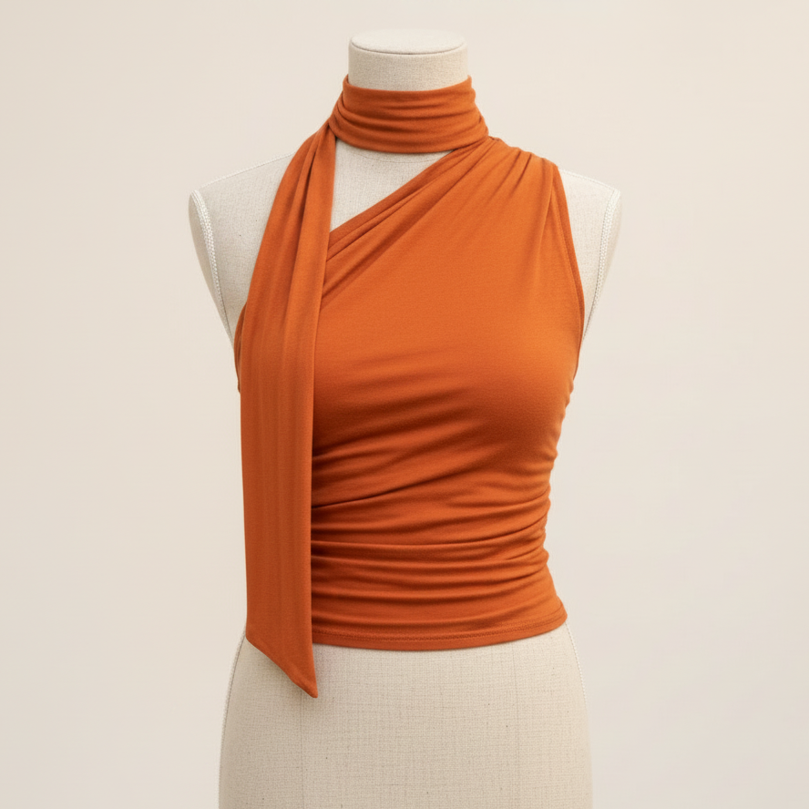 Top met sjaaldetail Orange