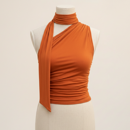 Top met sjaaldetail Orange