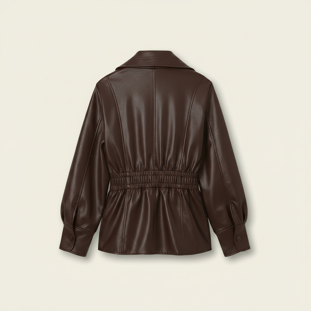 Faux Leather jas met fitted waist Bruin