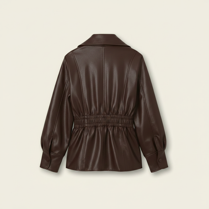 Faux Leather jas met fitted waist Bruin