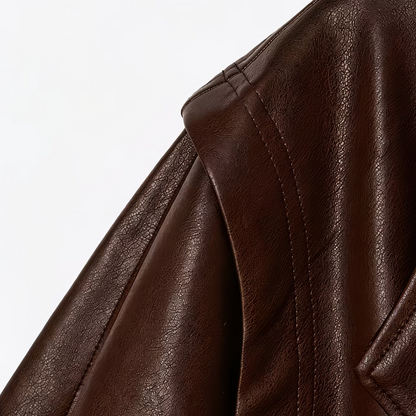 Faux Leather jas met fitted waist Bruin